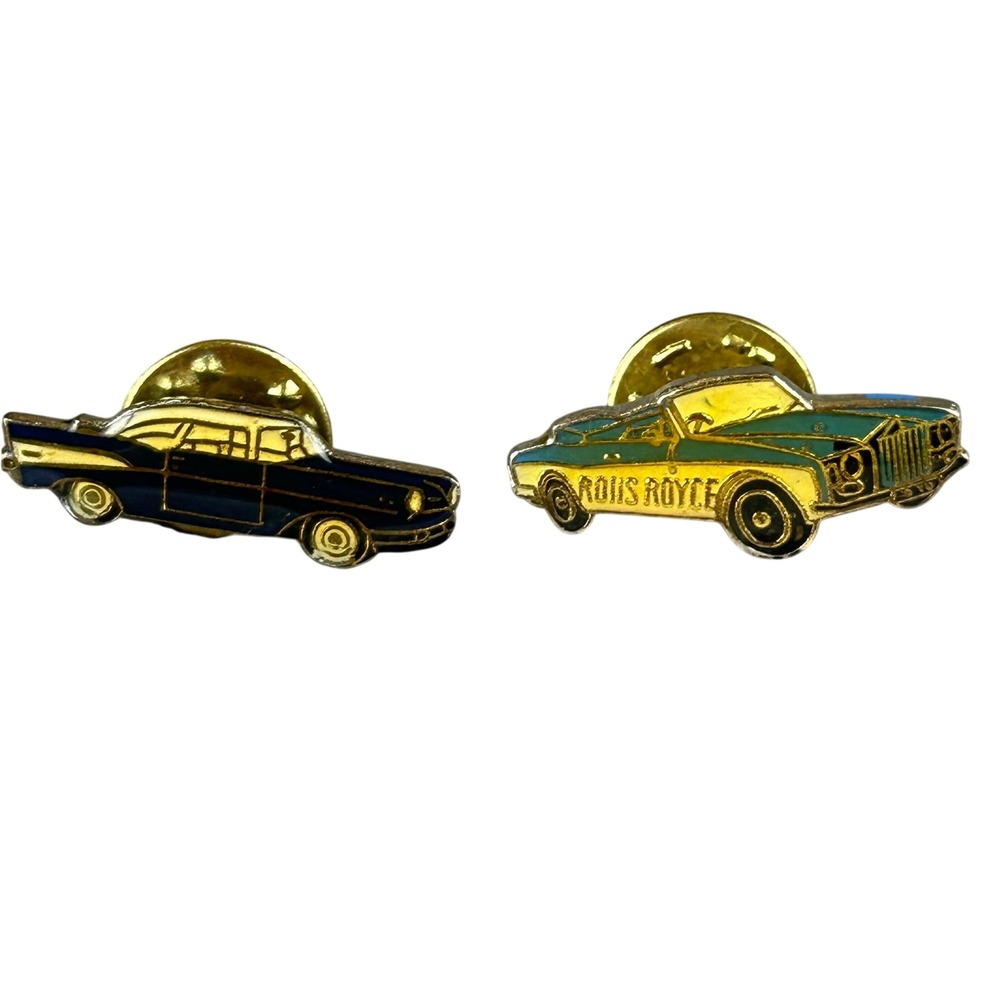 Vintage Automotive Tie Tacs Lapel Pins Rolls Royce & Edsel Classic Car Set